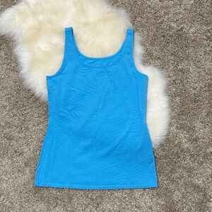 Jjill Women’s Scoop Neck Perfect Tank Top Cotton Blend Turquoise Blue Size S